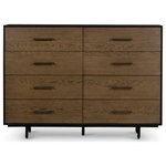 Four Hands - August 8 Drawer Dresser - Subtle nuances create sophisticated intrigue. Inspired by mid-century modern design, sleek, squared-off shapes are offset by dark, distressed finishes and accented with antiqued brass hardware. Each piece exudes unique character, offering a distinctive identity to any space.