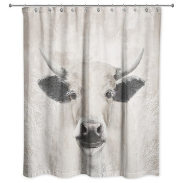 Creamy Tonal Cow 71"x74" Shower Curtain
