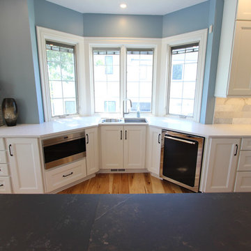White and Gray Kitchen with Massive Storage Solutions