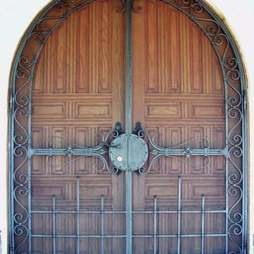 Custom Front Entry Screen Door with Light Fixtures