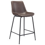 Zuo Mod - Byron Counter Chair Brown - Byron Counter Chair BrownThe Bryon Counter Chair has mid century modern urban lines and looks great in any space. With a heavy duty vinyl covering and a sturdy steel frame, this counter chair fits in any home kitchen, dining area, or bar. The legs are finished in a matte black coating that is durable for hospitality use. Byron Counter Chair Brown Features: