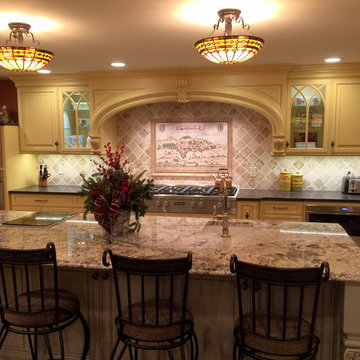 "Old World Cartography-Avellino, Italy" custom painted backsplash tile mural
