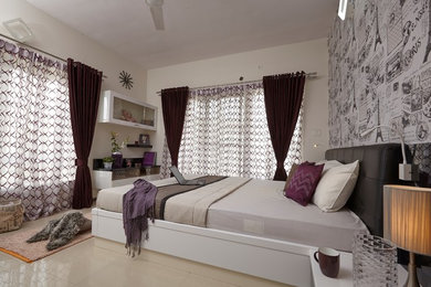 バンガロールにあるアジアンスタイルのおしゃれな寝室のインテリア