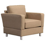 Small Space Seating - Raleigh Quick Assembly 'Chair and a Half' With Bonner Legs, Almond - Small Space Seating's standard size sofas and chairs are designed to fit through openings 12" or greater.  Perfect for older homes, apartments, lofts, lodges, playrooms, tiny homes, RV's or any place with narrow doors, hallways, tight stairs, and elevators. Our frames come with a lifetime guarantee and are constructed using kiln dried hardwoods.  Every frame is doweled, corner blocked, screwed, glued, stapled and features heavy-duty 8.5-gauge sinuous steel springs reinforced with horizontal tie rods.  All seating features plush 2.5 density HR spring down cushions with a lifetime guarantee.  High Performance, stain resistant fabrics with a 100,000 double rub rating come standard with our sofa and chairs.  This is American Made seating for small, tight and narrow spaces designed to last a lifetime.