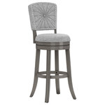 Hillsdale Furniture - Hillsdale Santa Clara II Swivel Bar Stool - The Hillsdale Furniture Santa Clara II Bar Stool is the essence of glamorous sophistication. Tapered legs and a center button tufting outlined with silver nail head studding on the stool back combine to create a fresh take on traditional design. The overall result is both modern and regal -- the perfect complement to formal and upscale décor. The Antique Gray finish and Ash Gray upholstery make the swivel stool modest yet deluxe. Adds luxury to your kitchen and dining room or bar area. Assembly required.