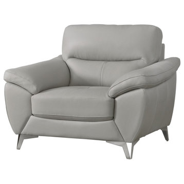 Candace Top Grain Leather Chair, Gray
