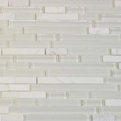 Bestview Glass Mosaic Random Strip White Staccato 201591 - Tile
