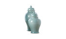 Aquamarine Covered Temple Jars, Set of 2