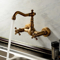 Antique inspired Kitchen Tap - Wall Mount (Antique Brass Finish) TP0415E - Kitchen Faucets