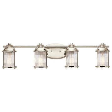 4 Light Bathroom Light Fixture Approved for Damp Locations-Lodge/Country/Rustic