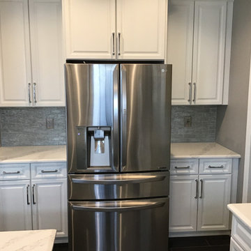 Maple cabinets finished in White Heron