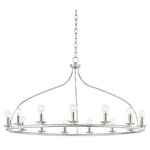 Mitzi by Hudson Valley Lighting - Kendra 15-Light Chandelier, Polished Nickel Finish - A classic silhouette gets an update. A curved suspension adds a surprising shape to this chandelier and linear fixture. Short metal candleholders fill the frames while filling any room with bright, clear light.