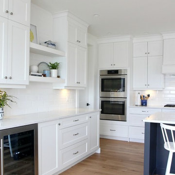White and Navy Blue Kitchen - New Home