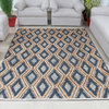 Hand Woven Ivory & Brown High/Low Diamond Geometric Jute Rug by Tufty Home, Natural/Dk.grey, 2.5x9