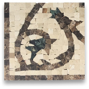 Marble Mosaic Border Decorative Tile Floral Emperador 5.9x5.9 Polished, 1 piece