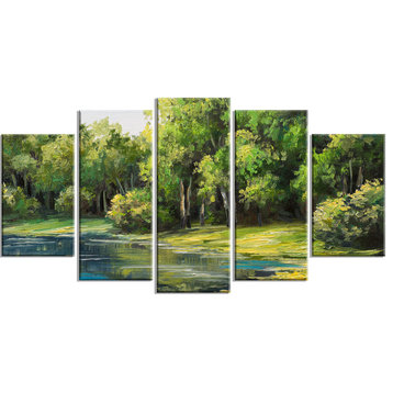 "Summer Day Lake in Forest" Landscape Canvas Artwork