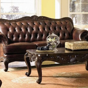Leather sofa with tufting