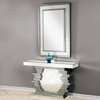 Wood And Mirror Console Table With Studded Faux Crystals, Black And Clear