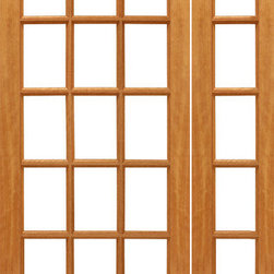 Prehung 15-lite French Brazilian Mahogany Wood IG Glass Side light Door - Patio Doors