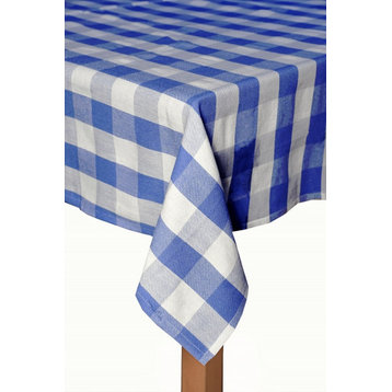 Farm Check 100% Cotton Table Cloth, Blue, 52x70