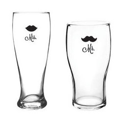 Newlyweds Beer Glasses - Set of 2 - Beer Glasses