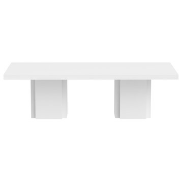 Dusk Dining Table, High Gloss White, 102", Double Leg