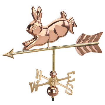 Rabbit Cottage Weathervane Copper WithRoof Mount by Good Directions