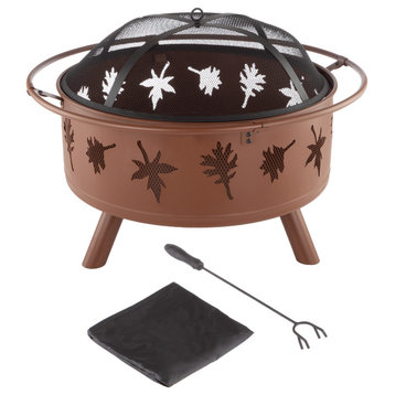 Pure Garden 5-PieceFire Pit With Leaf Cutouts, Rust