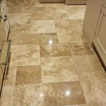 Travertine Tiled Floor Restoration in Cumbernauld Kitchen and Utility