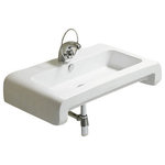 Whitehaus - Isabella Rectangular Wall Mount Basin With Overflow - Isabella Rectangular Wall Mount Basin With Overflow, Single Faucet Hole And Rear Center Drain