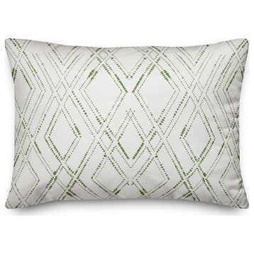 White and Green Diamond 20x14 Spun Poly Pillow