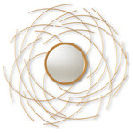 Wholesale Interiors - Aelius Modern and Contemporary Gold Finished Accent Wall Mirror - Enhance your interior with the intriguing design of the Aelius wall mirror. The Aelius is constructed from metal in a rustic gold finish for a vintage appearance. The circular mirror is surrounded by a mesmerizing pattern of intersecting lines, giving the piece an element of depth. This stunning piece with liven up the walls of any room in your home.  The Aelius wall mirror is made in China and will arrive fully assembled.