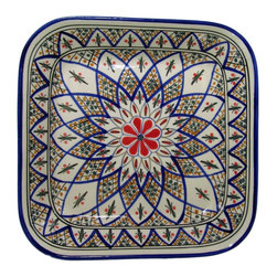 Le Souk Ceramique - Square Stoneware Serving Bowl Tabarka Design - Serving And Salad Bowls