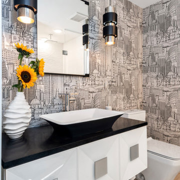 Graphic Cityscape Powder Room