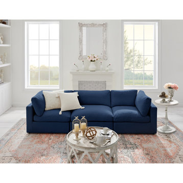 Rustic Manor Aranza Sofas Upholstered, Linen, Navy