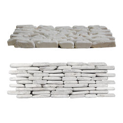 White Flat Standing Pebble Tile - Products