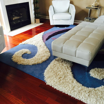 White Shag Swirl Area Rug