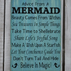 Beach Decor, Advice From A Mermaid Sign, Mermaid Decor, Bathroom, Nautical - Novelty Signs