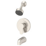 Symmons Industries - Identity Single Tub/Shower Faucet Trim, Lever Diverter, 1.5 gpm, Satin Nickel - Part of the Symmons Identity Collection, this complete tub and shower trim kit consists of a tub spout, showerhead, shower arm, escutcheon, ADA compliant shower lever handle, and integral diverter handle to switch from tub to shower right at the valve. The single mode showerhead is WaterSense certified and has a low flow rate of 1.5 GPM, conserving water and saving you money on your water bill without affecting the shower's performance. Like all Symmons products, this Identity tub and shower trim kit is backed by a limited lifetime consumer warranty and 10 year commercial warranty.