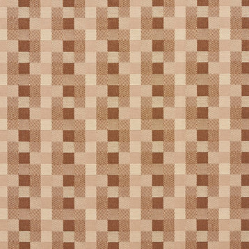 Brown And Beige Checkered Luxurious Faux Silk Upholstery Fabric By The Yard