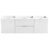 Valencia 60" Glossy White Wall Hung 2 Sink Cabinet, FCB8360WH-D