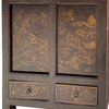 Distressed Brown Golden Nature Mountain Scenery Side Table Cabinet Hcs6140