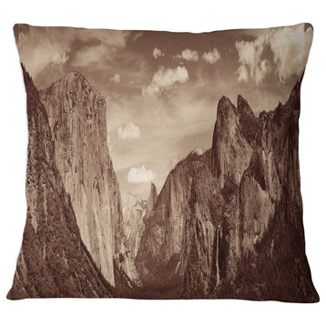 Rocks and Forest in Black and White Landscape Printed Throw Pillow, 16"x16"