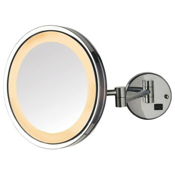 Jerdon HL1016CL 9.5-Inch LED Halo Lighted Wall Mount Mirror w/ 5x Magnification
