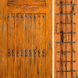 Exterior Prehung Door with One Sidelight, Knotty Alder Carved - Front Doors