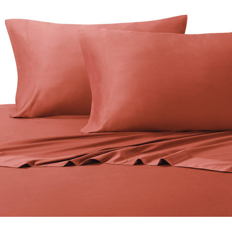 300 TC Silky 100% Bamboo Viscose Sheet Set, Coral, Full