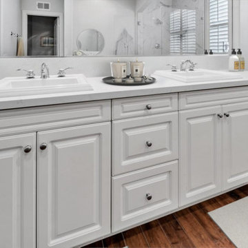 Elegant White Double Vanity with Quartz Countertop | Irvine Bathroom Remodel