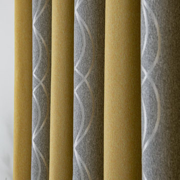 QYYL2208B Illawarra Plain Faux Linen Stripe Blackout Custom Made Curtains
