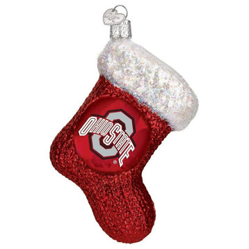 Old World Christmas Glass Blown Ornament, Ohio State Stocking (With OWC Box)