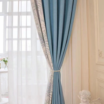 QYFL2302KA 2023 New Arrival Petrel Blue Pink Green Chenille Ready Made Curtains